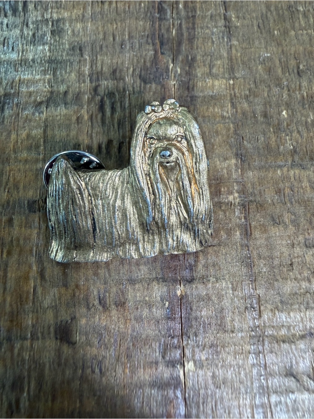 Gold Shih Tzu Dog Pin Brooch - Decorative Pet Accessory